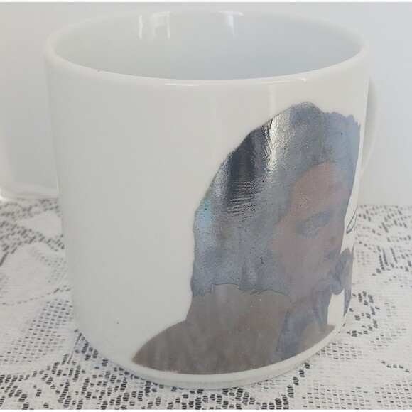Elvis Presley Coffee Mug Tea Cup Holographic Silhouette Silver White 3.25" - Picture 2 of 10